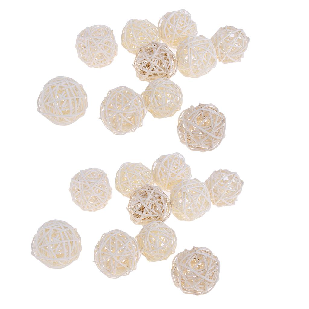 20Pcs 5cm Wicker Rattan Ball Twig Orbs Balls DIY Ornaments Crafts White