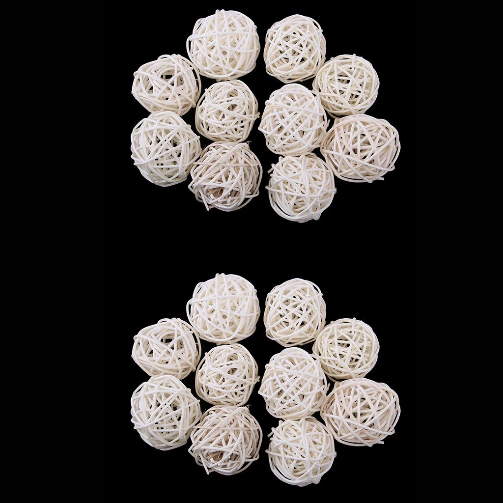 20Pcs 5cm Wicker Rattan Ball Twig Orbs Balls DIY Ornaments Crafts White