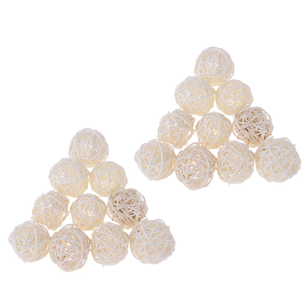 20Pcs 5cm Wicker Rattan Ball Twig Orbs Balls DIY Ornaments Crafts White