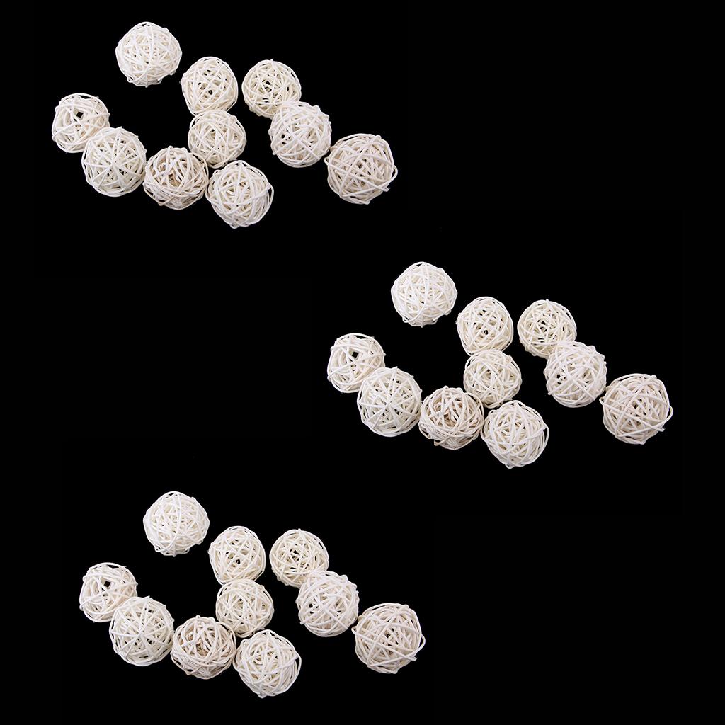 30Pcs 5cm Wicker Rattan Ball Twig Orbs Balls DIY Ornaments Crafts White