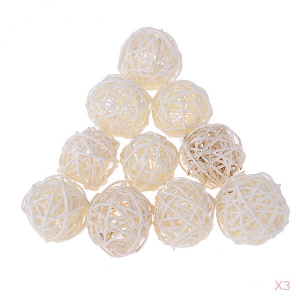30Pcs 5cm Wicker Rattan Ball Twig Orbs Balls DIY Ornaments Crafts White