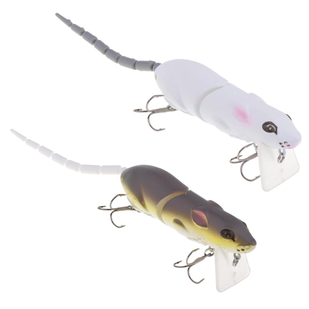 2pcs Soft Mice Rat Fishing Lure Topwater Tackle Hook Bass Bait Crankbait