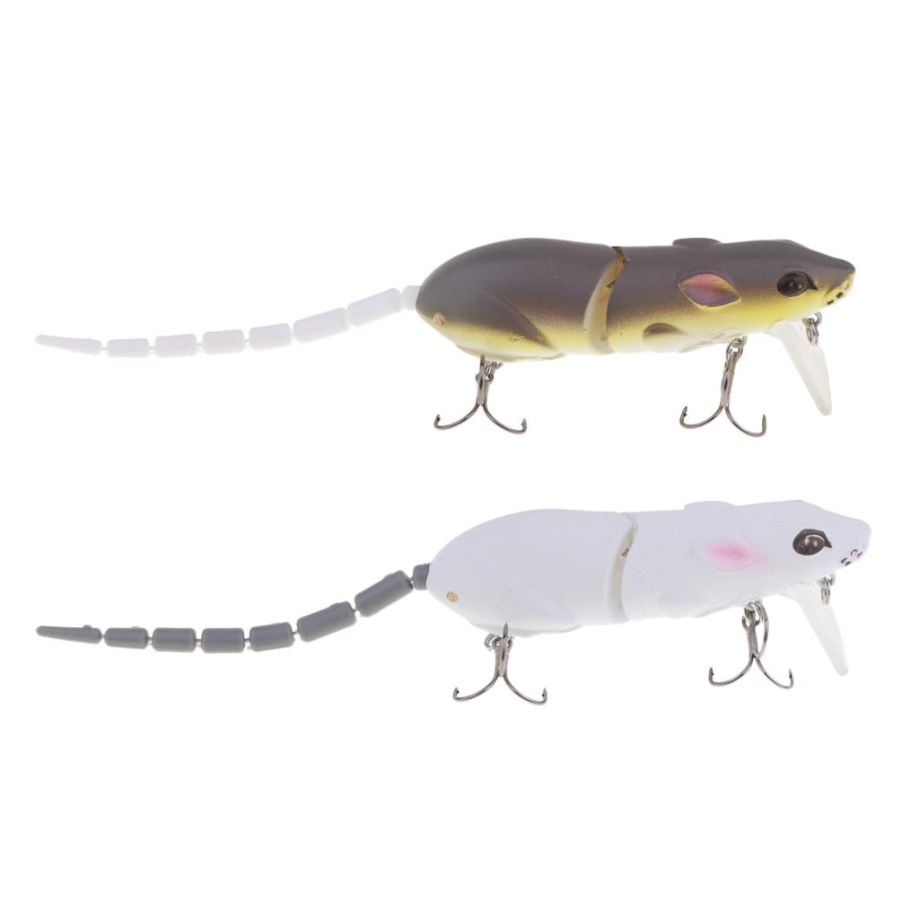 2pcs Soft Mice Rat Fishing Lure Topwater Tackle Hook Bass Bait Crankbait
