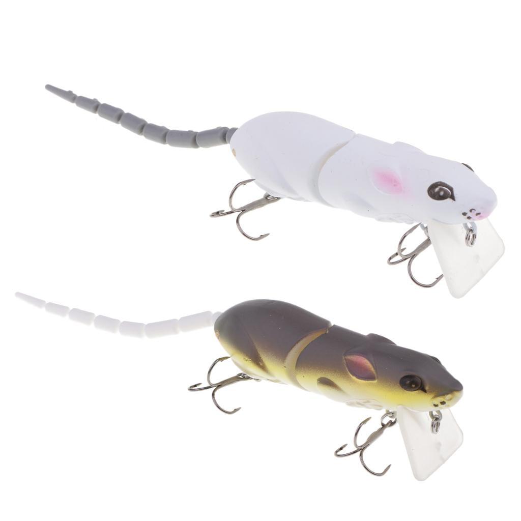2pcs Soft Mice Rat Fishing Lure Topwater Tackle Hook Bass Bait Crankbait
