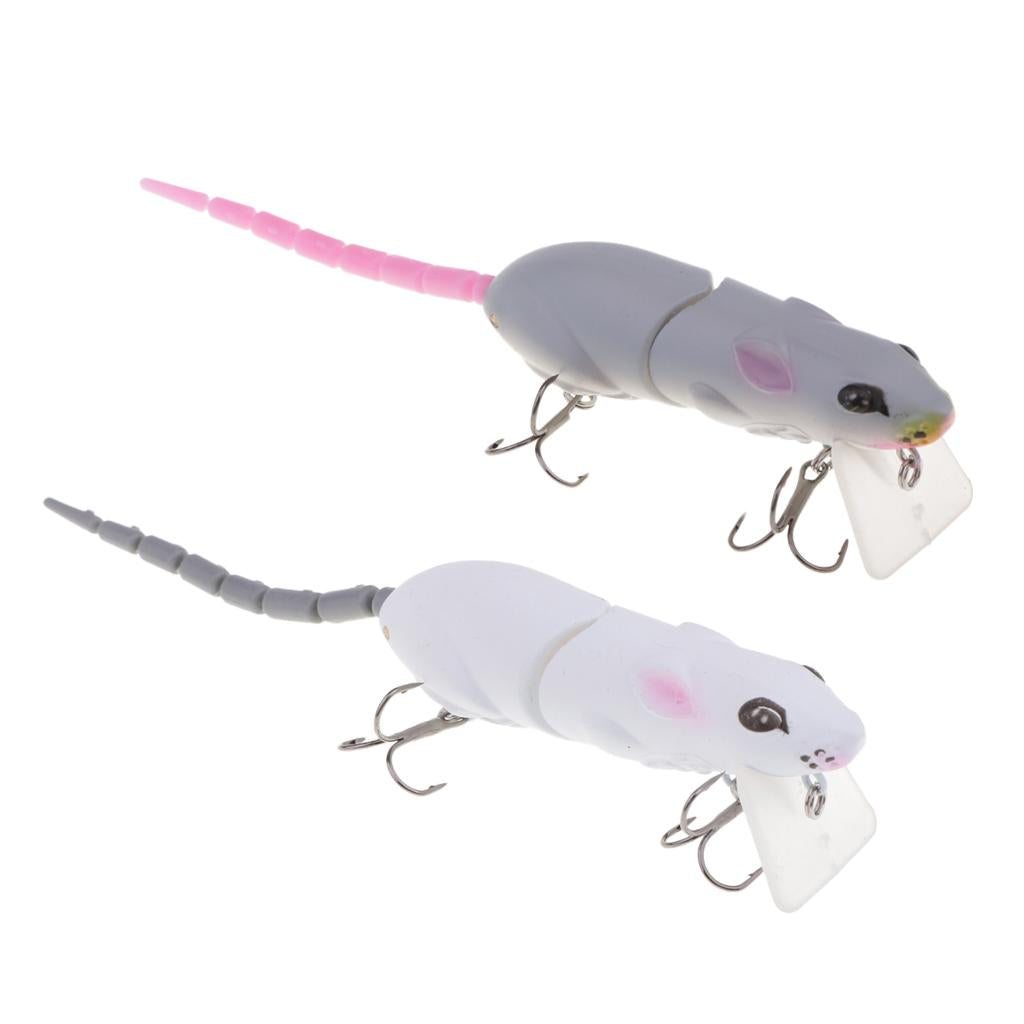 2pcs Soft Hollow Body Mice Rat Topwater Fishing Lure Bass Bait Crankbait