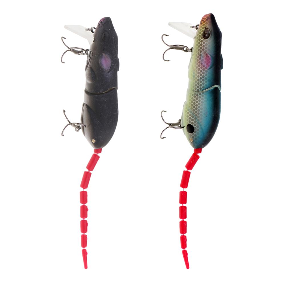 2pcs Multi-joint Tail Mice Rat Fishing Lures Topwater Lure Soft Bass Baits