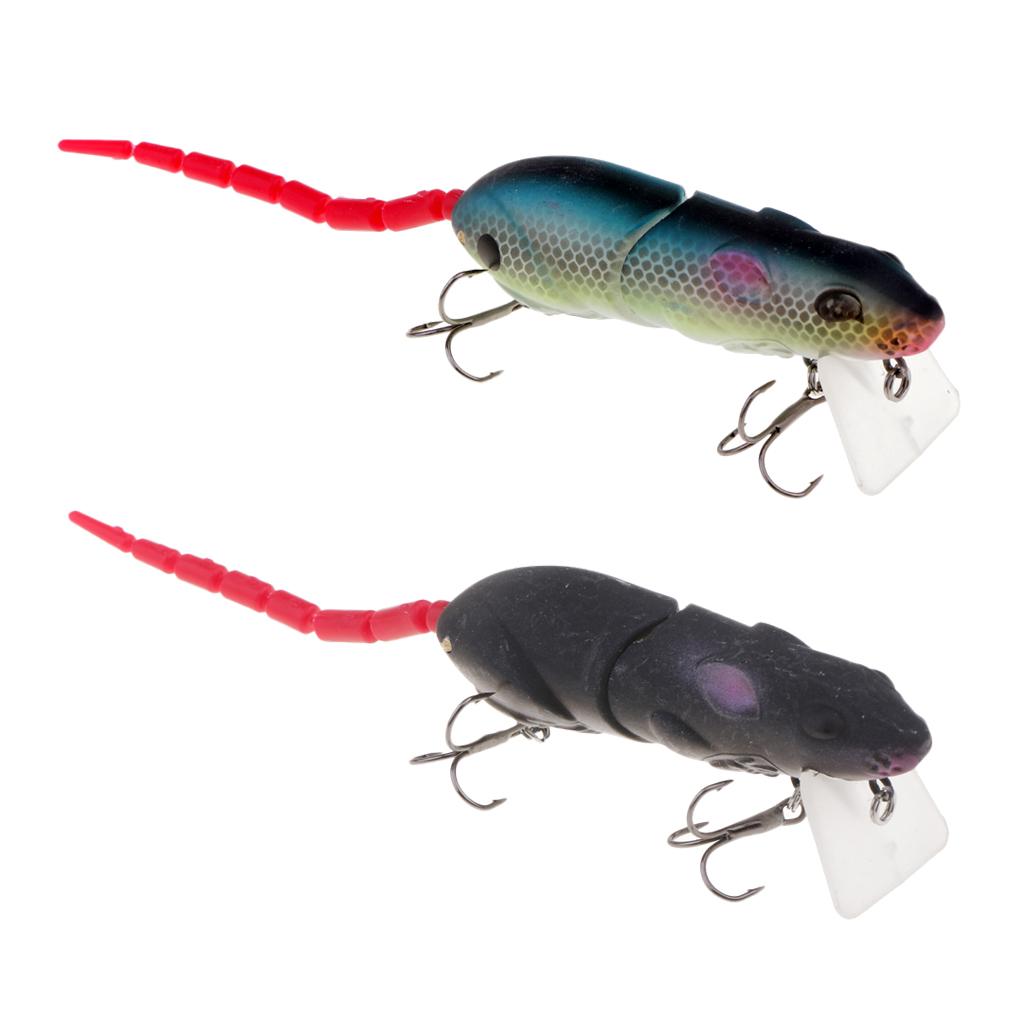 2pcs Multi-joint Tail Mice Rat Fishing Lures Topwater Lure Soft Bass Baits