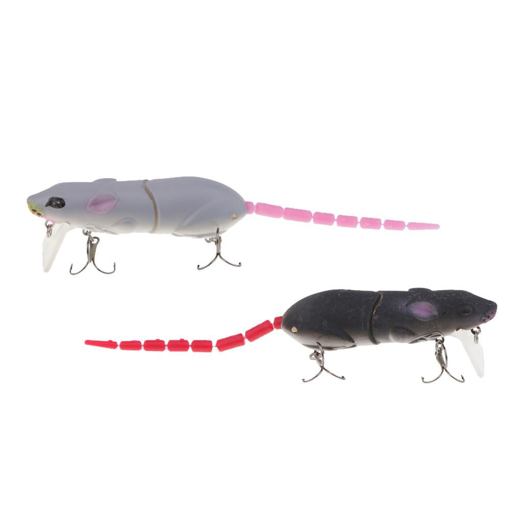 2pcs Soft Multi-joint Tail Mice Rat Lures Topwater Fishing Lure Bass Baits