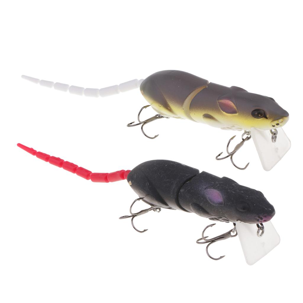 2pcs Multi-joint Tail Mice Rat Lures Topwater Fishing Lures Soft Bass Baits