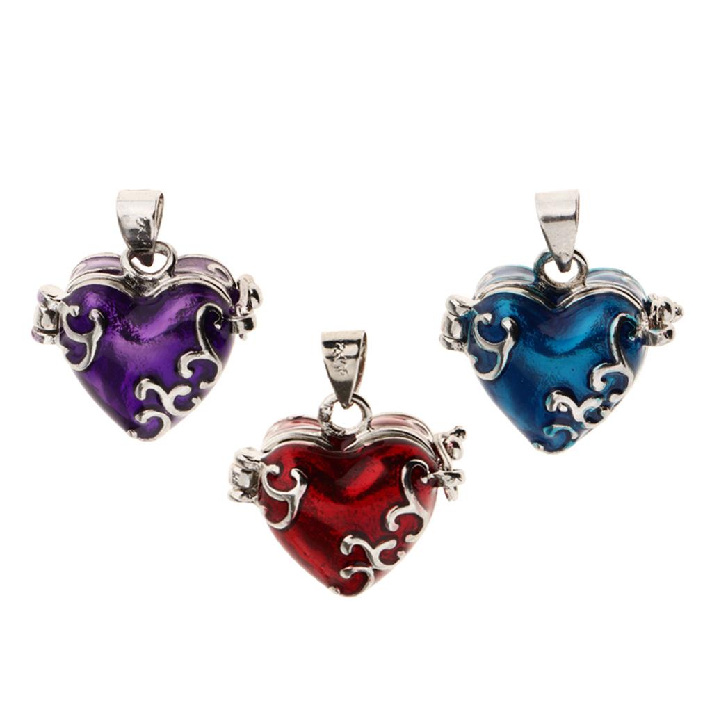 3 Pieces Heart Enamel Openable Cremation Keepsake Urn Pendant Fit Necklace