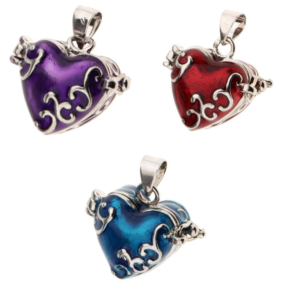 3 Pieces Heart Enamel Openable Cremation Keepsake Urn Pendant Fit Necklace