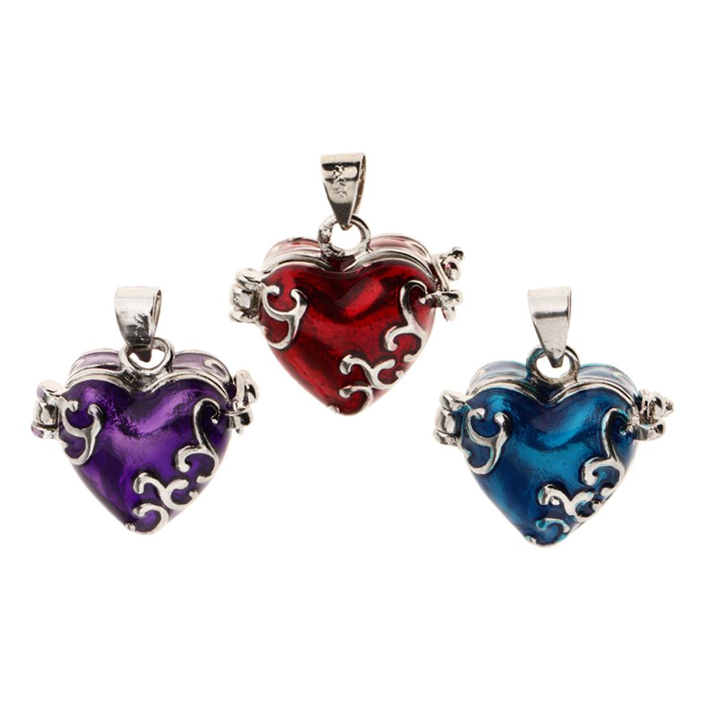 3 Pieces Heart Enamel Openable Cremation Keepsake Urn Pendant Fit Necklace