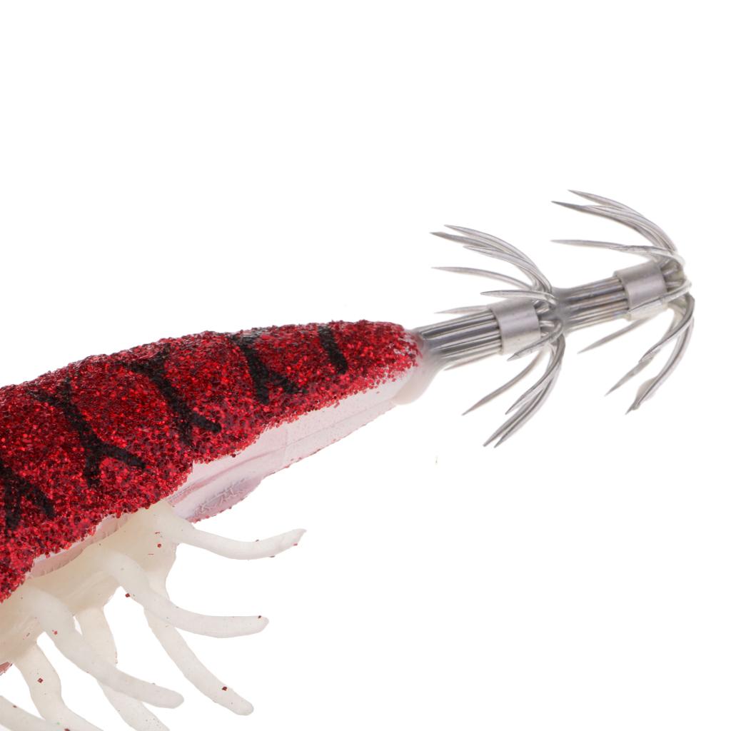 2pcs Squid Jig Hooks Shrimp Fishing Lures Octupus Lures w/ Luminous Soft Leg