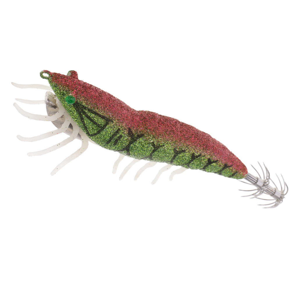 2x Glow in Dark Squid Jig Hooks Shrimp Fishing Lures with Luminous Soft Leg