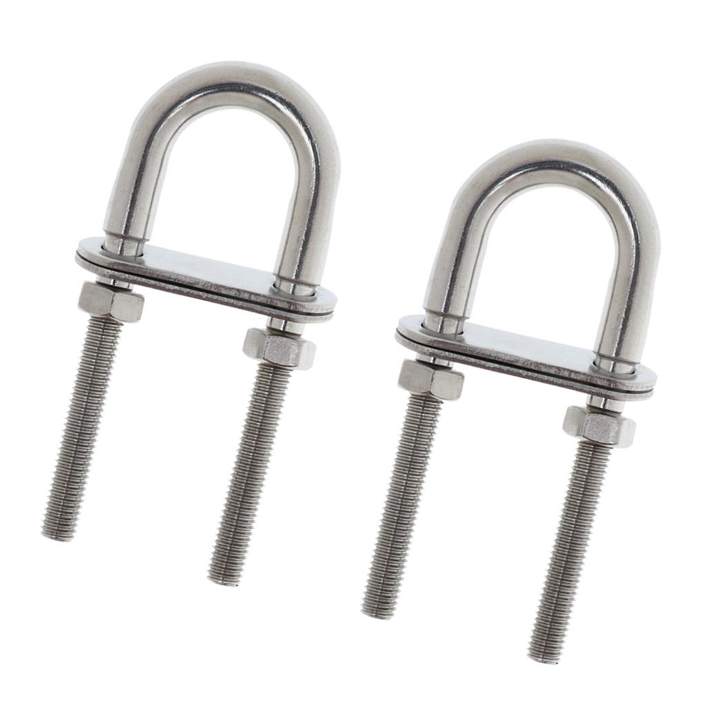 2 Pieces 304 Stainless Steel Boat Bow Stern Eye U-Bolt Marine Rigging M8*100