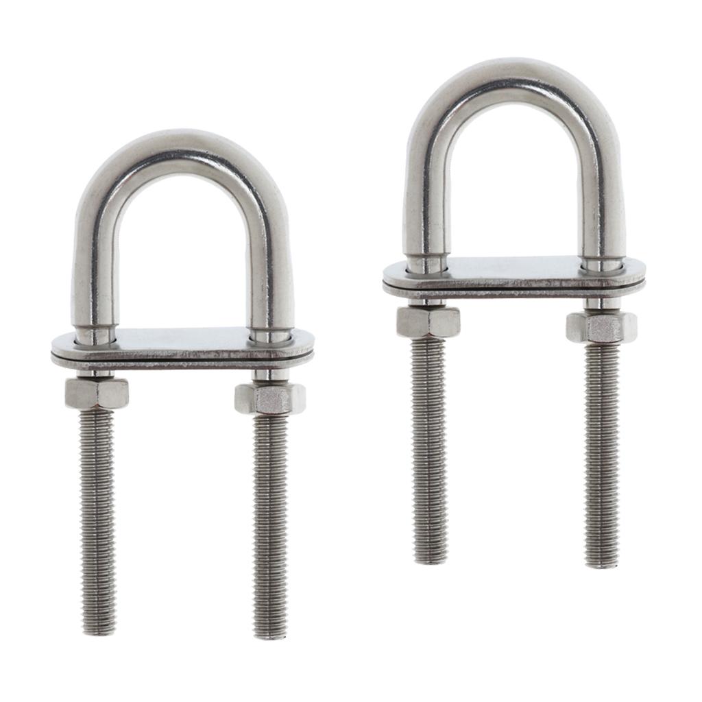 2 Pieces 304 Stainless Steel Boat Bow Stern Eye U-Bolt Marine Rigging M8*100