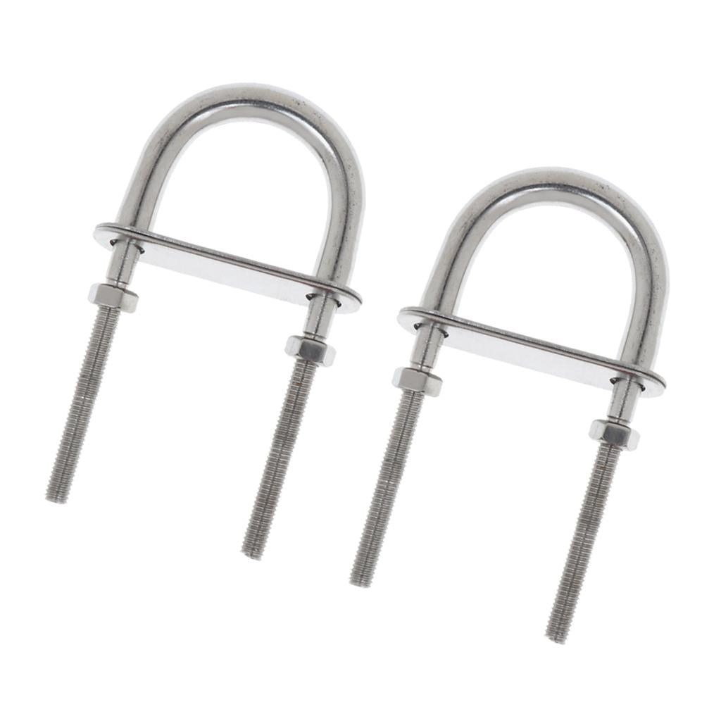 2 Pieces 304 Stainless Steel Boat Bow Stern Eye U-Bolt, Marine Rigging M5*78