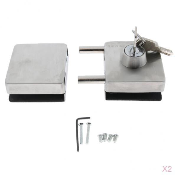 2 Pcs Stainless Steel Glass Double Door Sliding Door Lock No Punching Needed