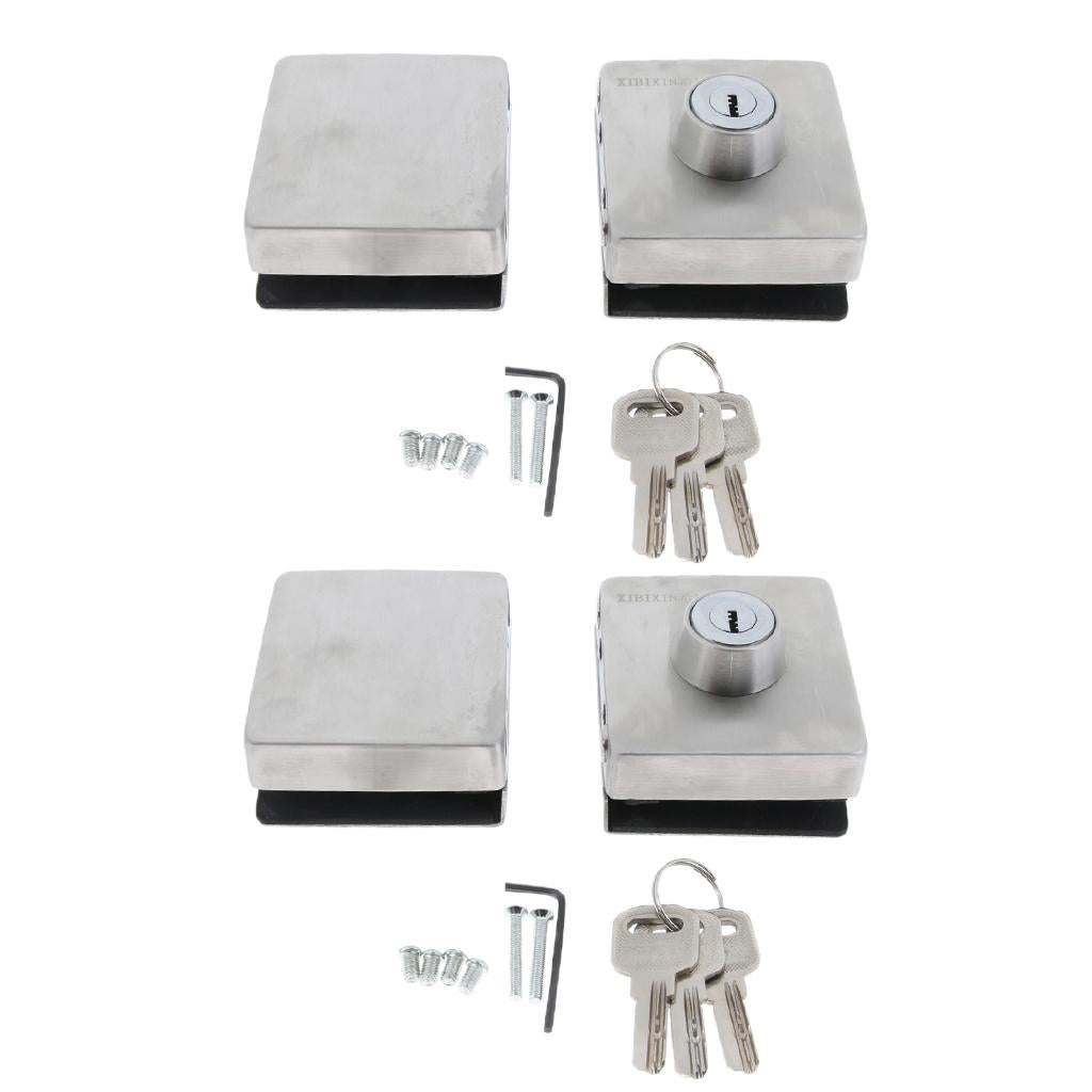 2 Pcs Stainless Steel Glass Double Door Sliding Door Lock No Punching Needed