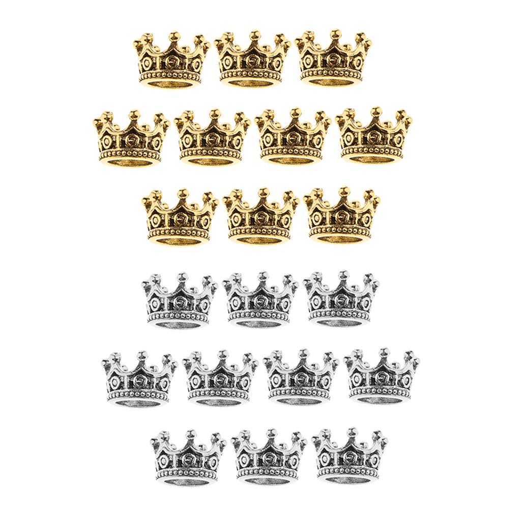 20 Pcs 6mm Mini Crown Charms Beads for DIY Jewelry Findings Making 6 x11mm