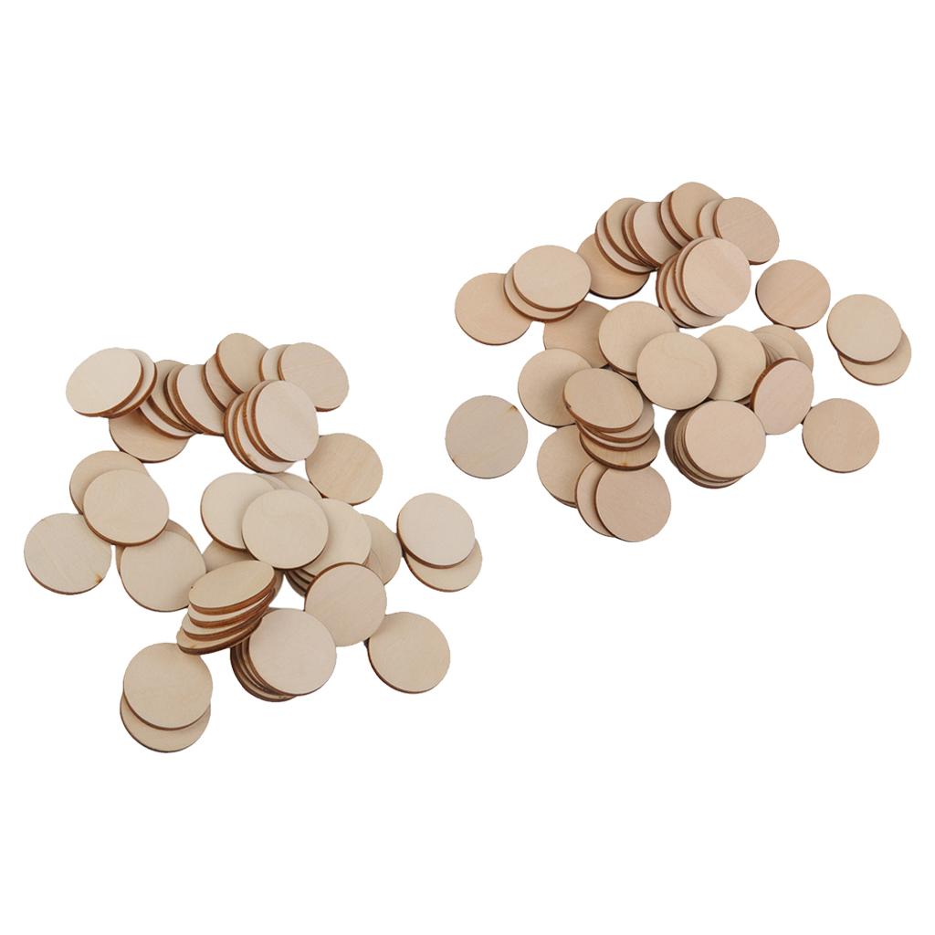 55Pieces 40mm 50mm Round Disc Unfinished Wooden Embellishments DIY Art Craft