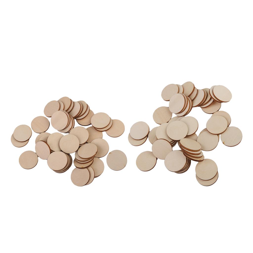 55Pieces 40mm 50mm Round Disc Unfinished Wooden Embellishments DIY Art Craft