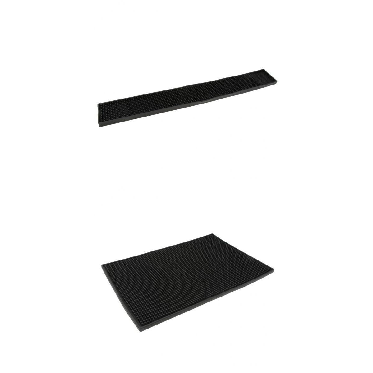 2pcs Black Rubber Beer Bar Runners Spill Mats for Home Pub Cafe Party