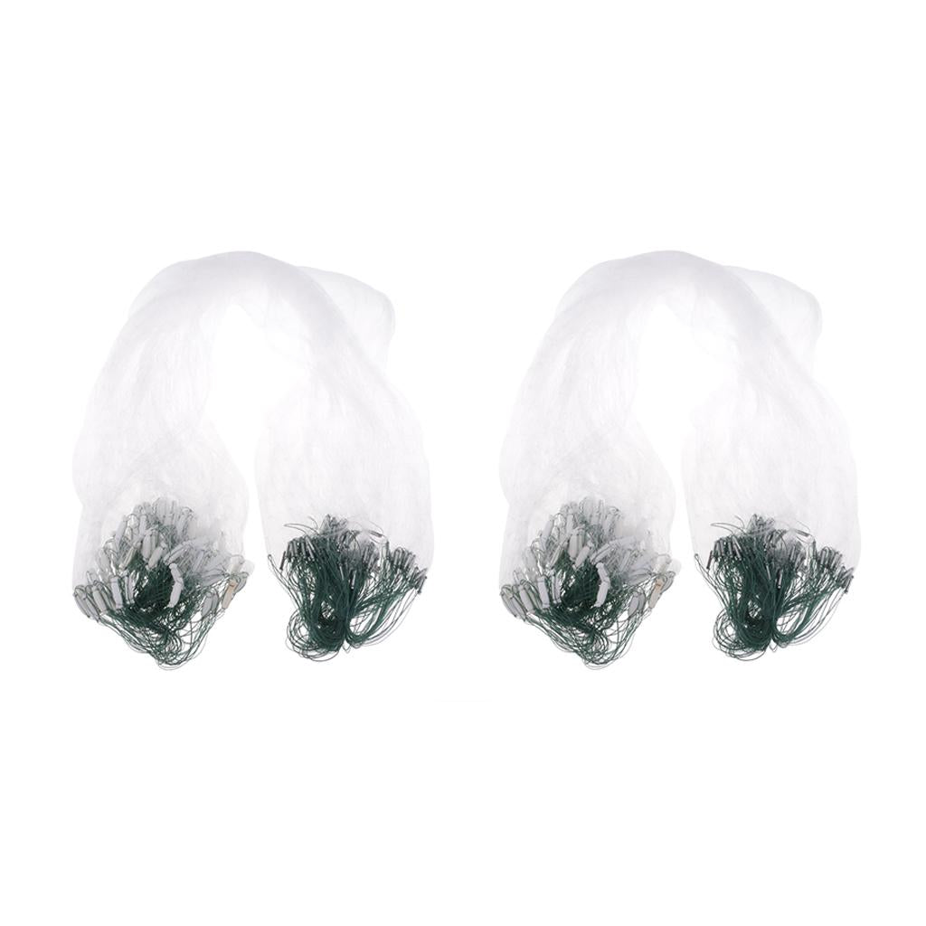 2 Pcs Fishing Gill Net with Floating 20m Sticky Polyethylene Green White Net