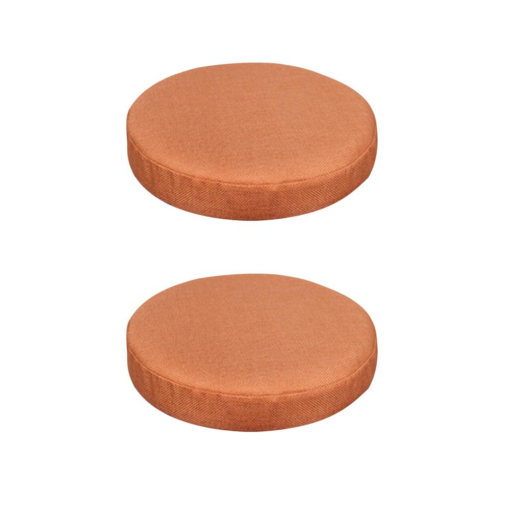 2pcs Bar Stool Covers Round Chair Seat Cover Linen Cotton Sleeve Orange