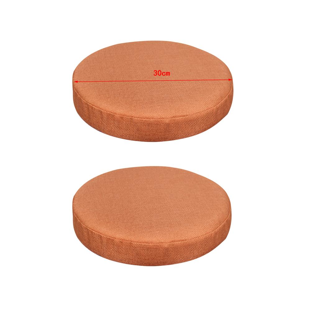 2pcs Bar Stool Covers Round Chair Seat Cover Linen Cotton Sleeve Orange