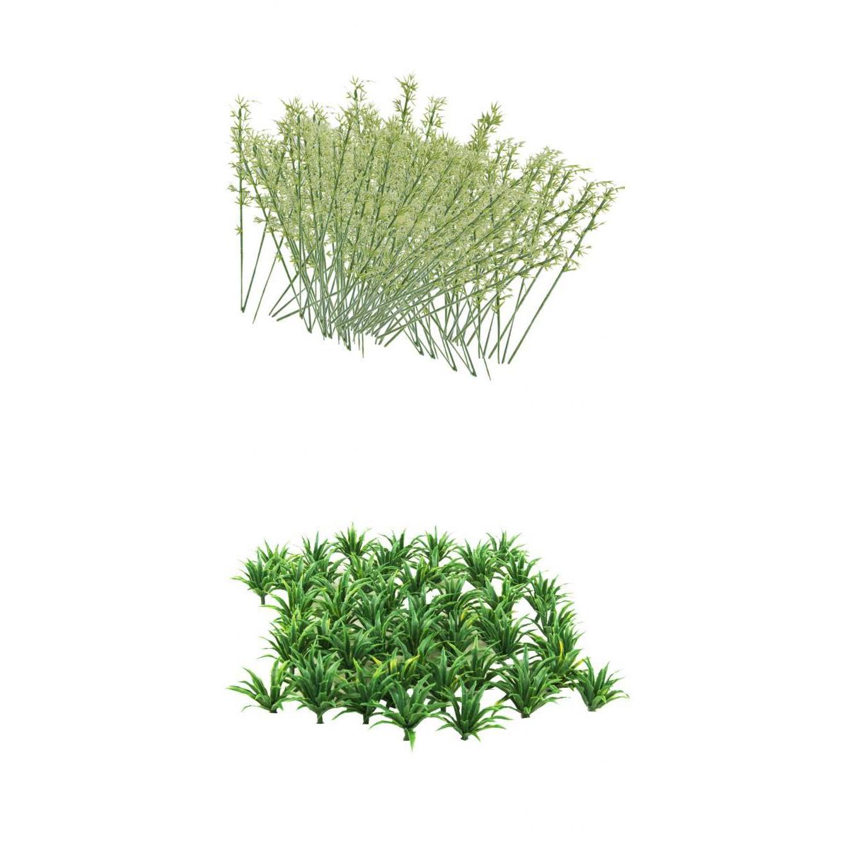 50pcs Scenery Landscape Model Sword Grass+100Pcs Model Bamboo Trees 1:75