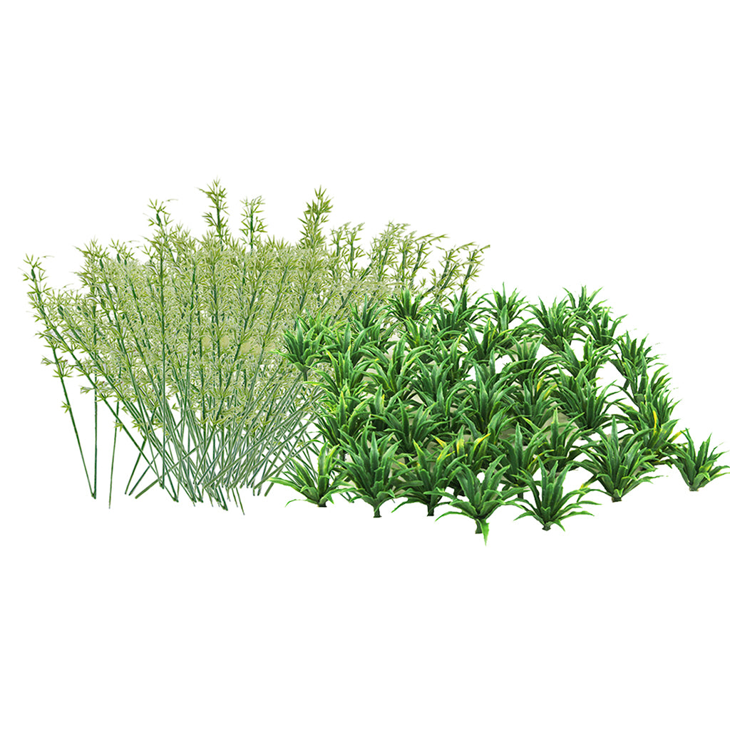 50pcs Scenery Landscape Model Sword Grass+100Pcs Model Bamboo Trees 1:75