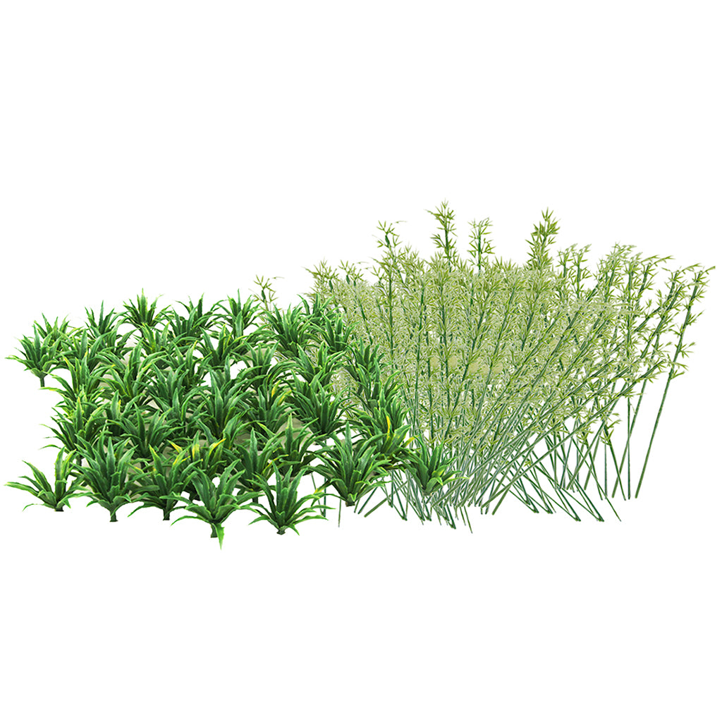 50pcs Scenery Landscape Model Sword Grass+100Pcs Model Bamboo Trees 1:75