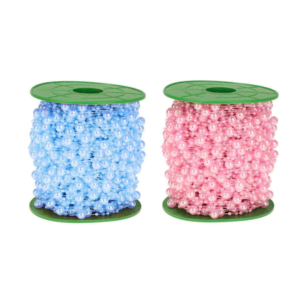 2 Roll Faux Pearls Beads String Garland Wedding Table Decoration 8mm+3mm