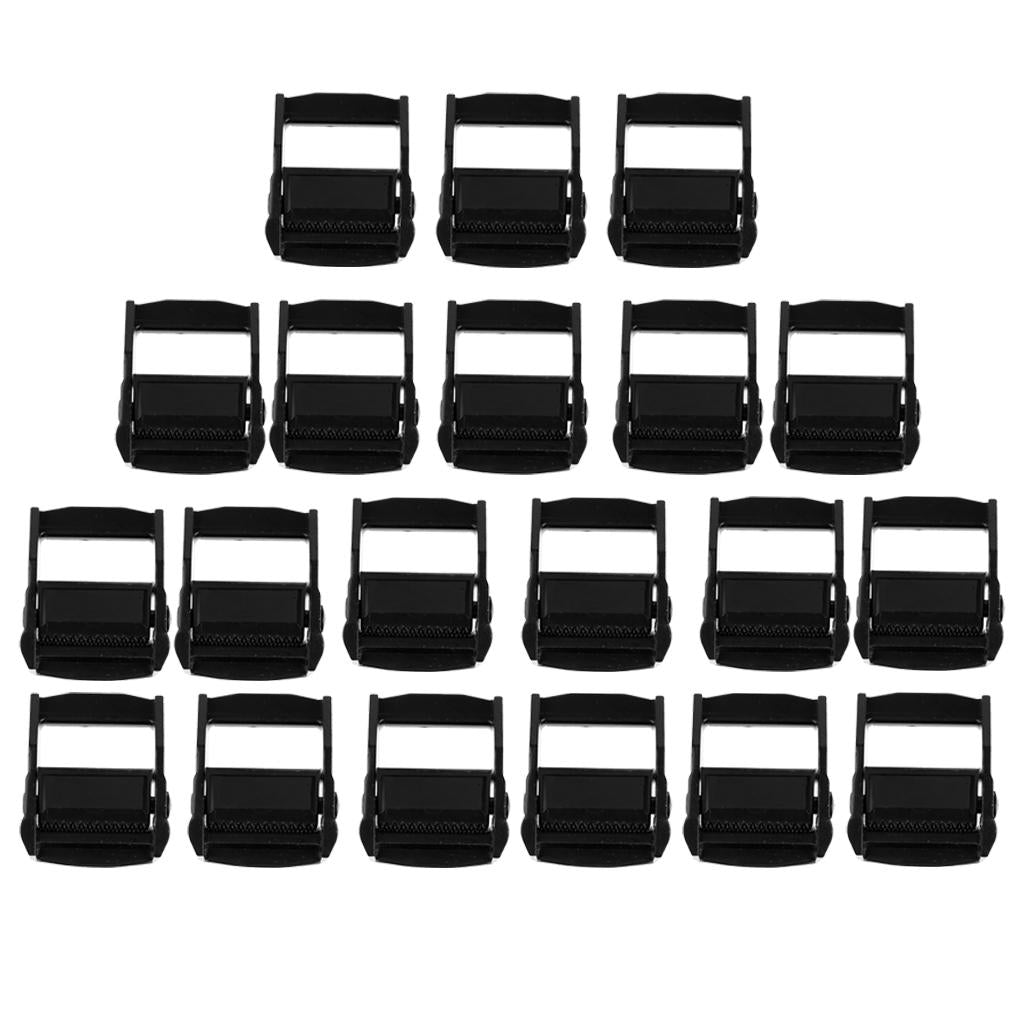 20pcs 38mm Kayak Canoe Carrier Cam Buckle Toggle Clip Strap Webbing Buckles