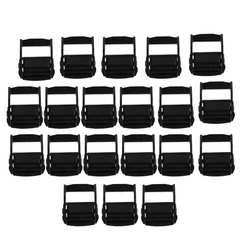 20pcs 38mm Kayak Canoe Carrier Cam Buckle Toggle Clip Strap Webbing Buckles