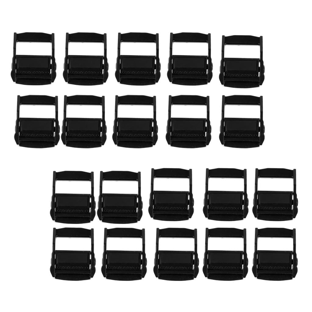 20pcs 38mm Kayak Canoe Carrier Cam Buckle Toggle Clip Strap Webbing Buckles