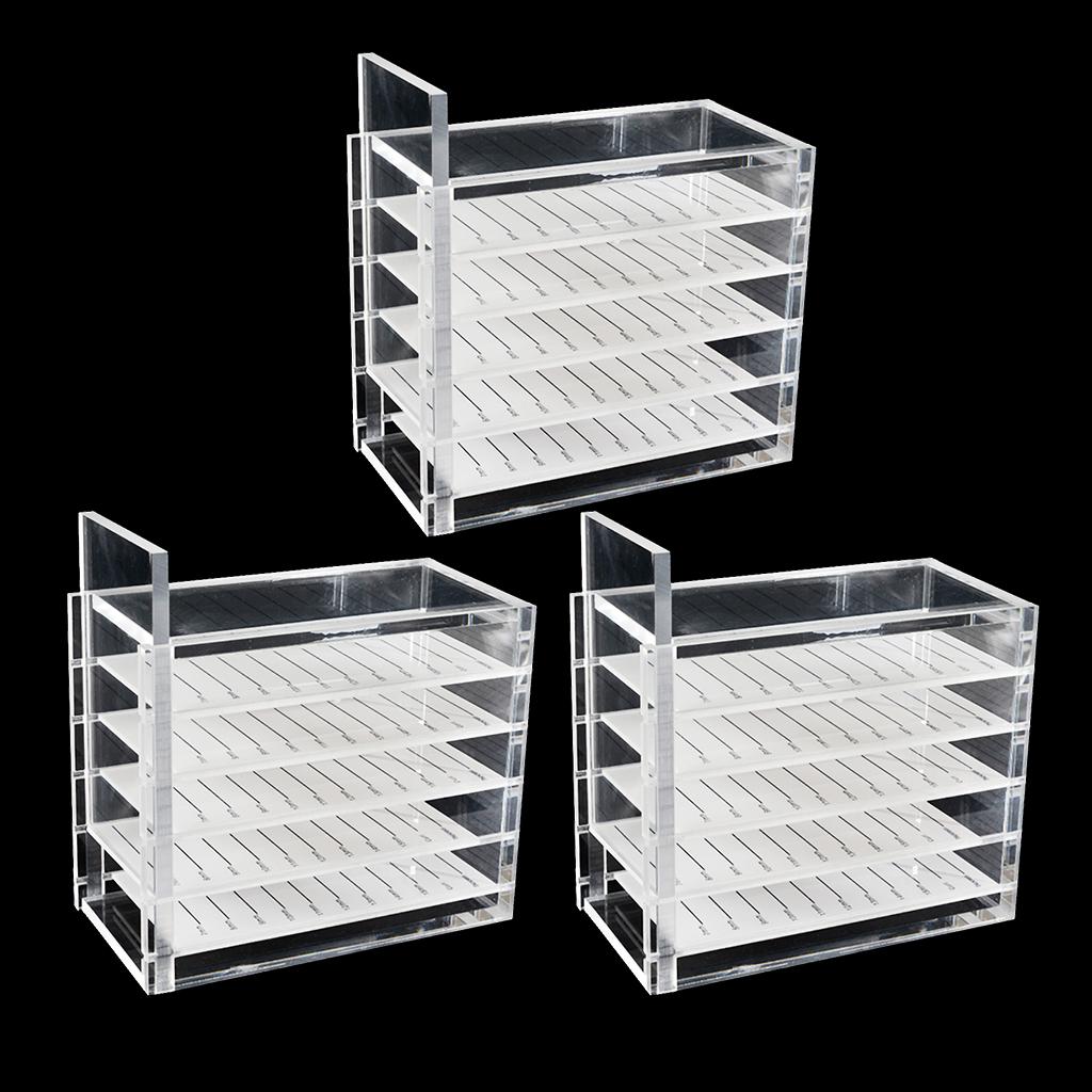3x Acrylic 5-layer False Eyelash Storage Case Organizer Makeup Glue Pallet