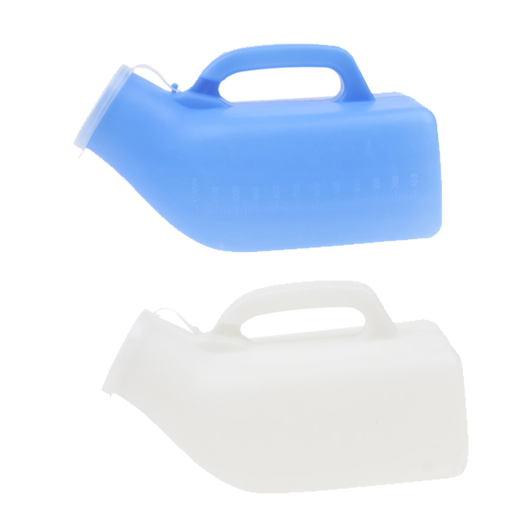 2 x 1000ml Elder Urinal Bottle Chamber Pot Emergency Toilet Pouch with Lid