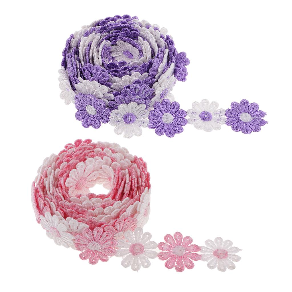 6 Yards Mixed Daisy Flowers DIY Trim Ribbon DIY Sewing Crafts Lace Trimmings