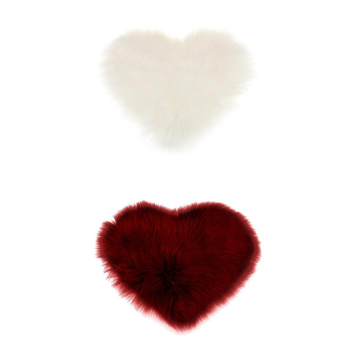 2Pcs Artificial Wool Soft Plush Sofa Pillow Case Cushion Cover Red &White