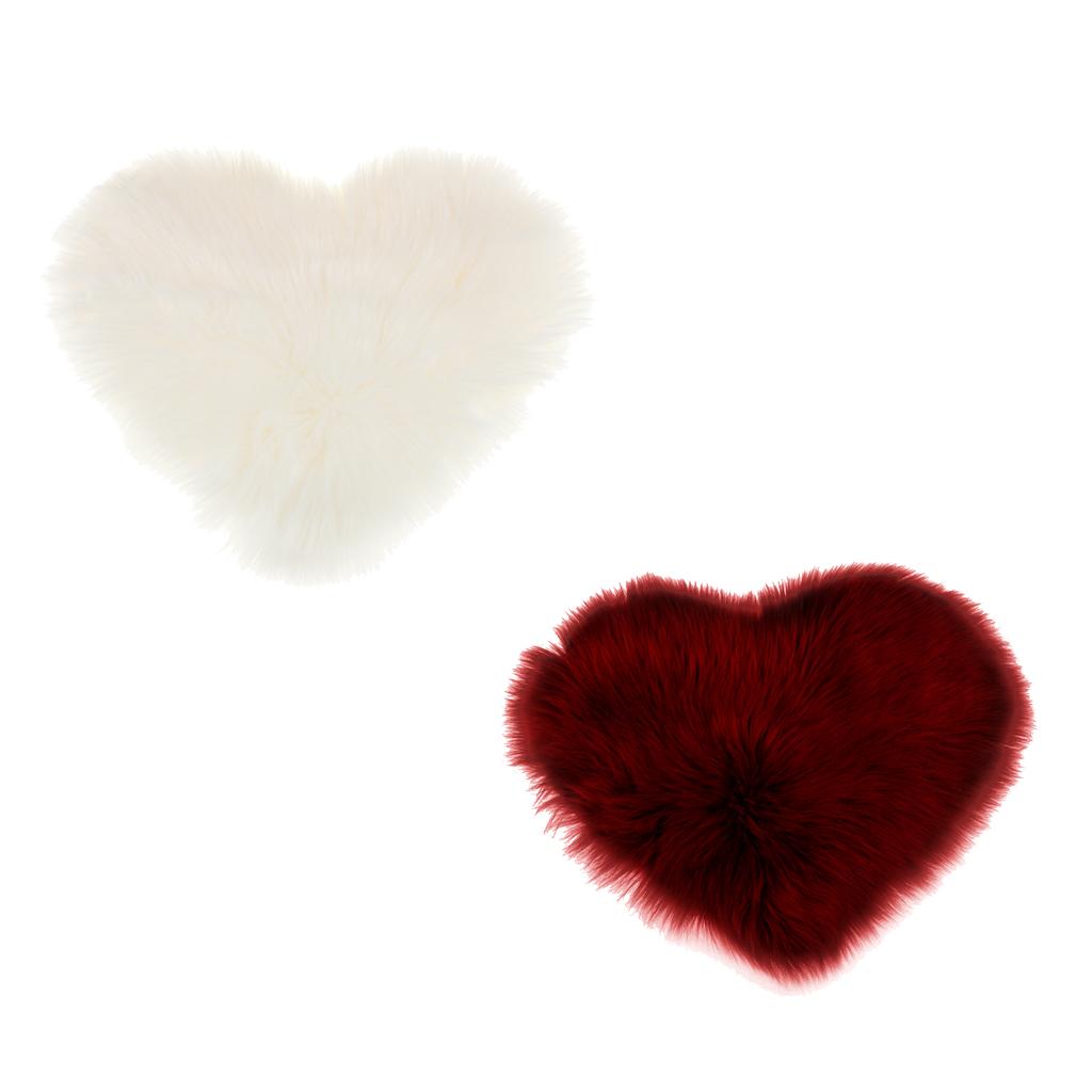2Pcs Artificial Wool Soft Plush Sofa Pillow Case Cushion Cover Red &White