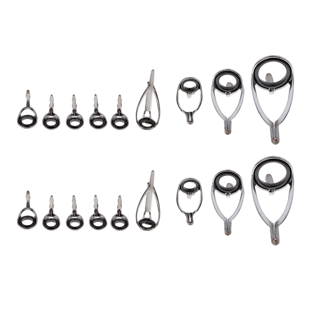 18pcs Ceramic Ring Eyes Fishing Rod Guide Free Stainless Steel Frame