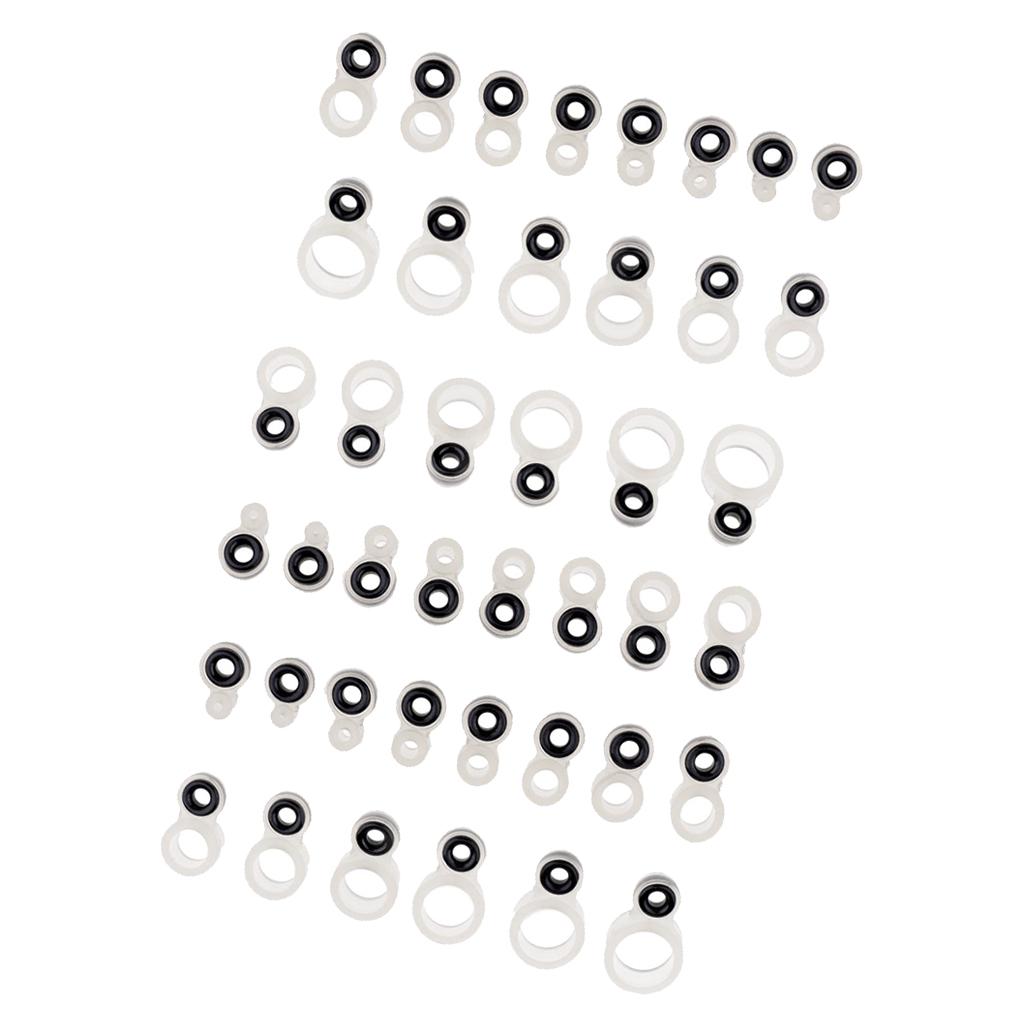 42pcs Silicone and Ceramic Fishing Rod Guides Repair Kit Rod Tip Eye Rings