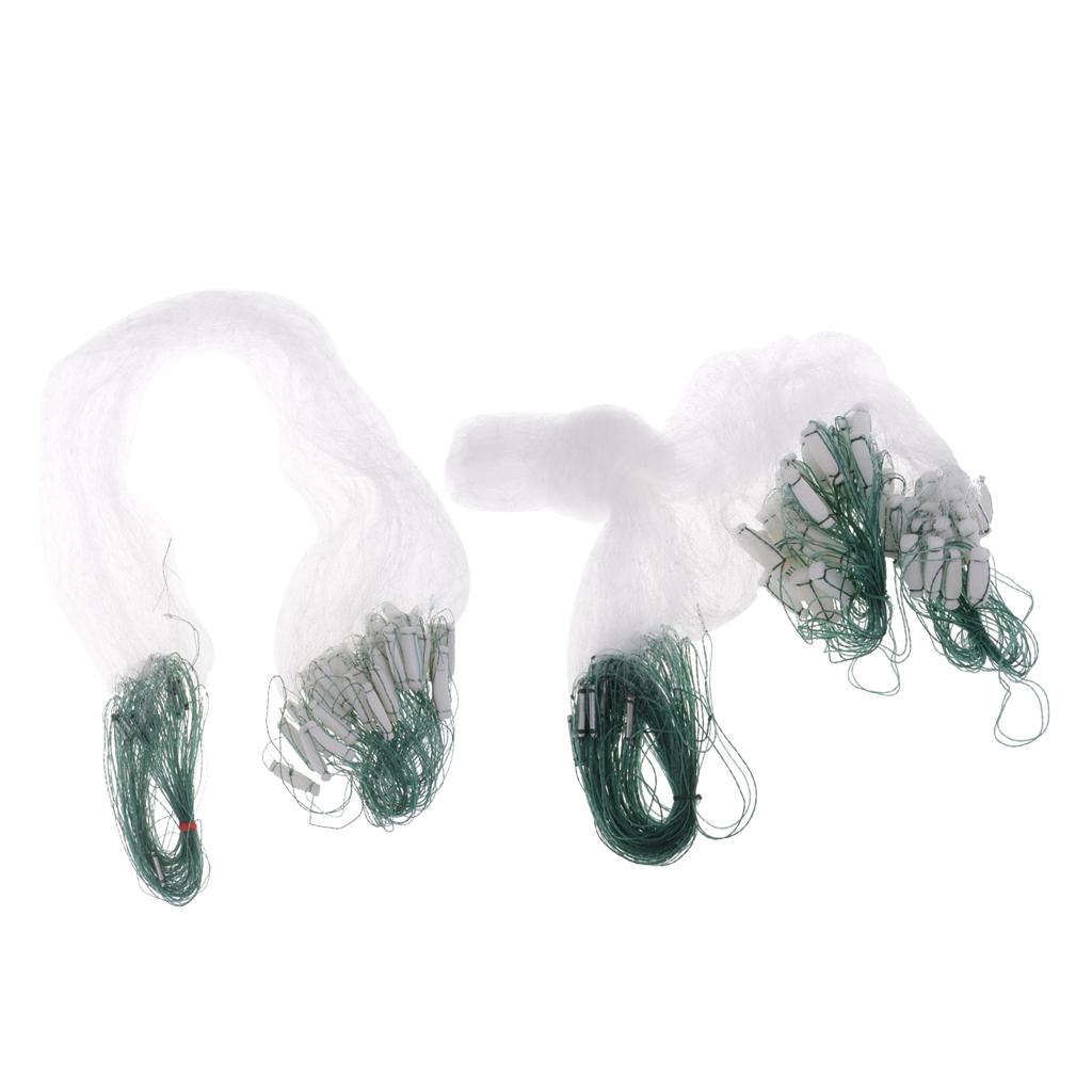 2pcs Fishing Fish Mesh Traps Nylon Fishing Gill Net Casting Nets with Sinker