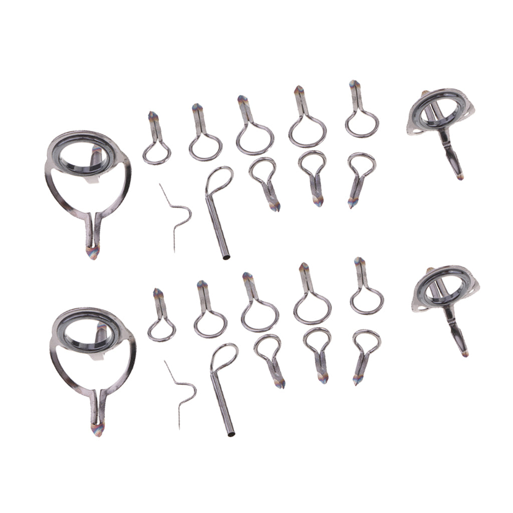 24pcs Fishing Rod Guides Set Rod Building Hard Snake Guides Tip Ring Hooks