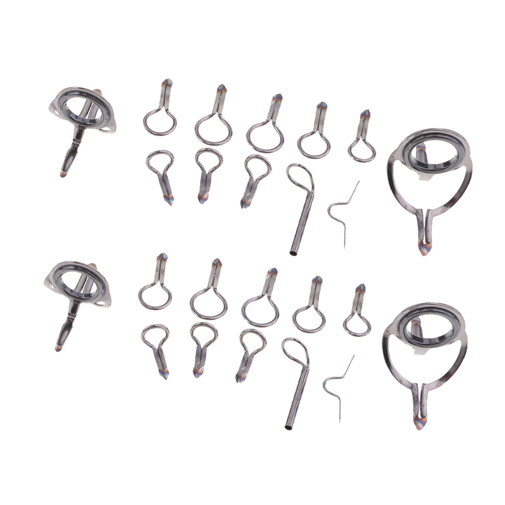 24pcs Fishing Rod Guides Set Rod Building Hard Snake Guides Tip Ring Hooks