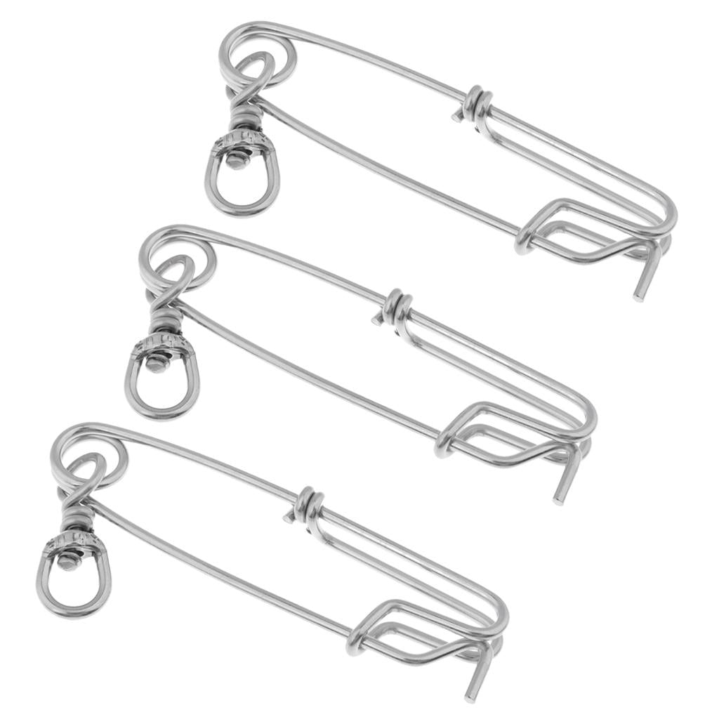 3pcs Long Line Clip Snap Stainless Steel Sea Fishing Connectors