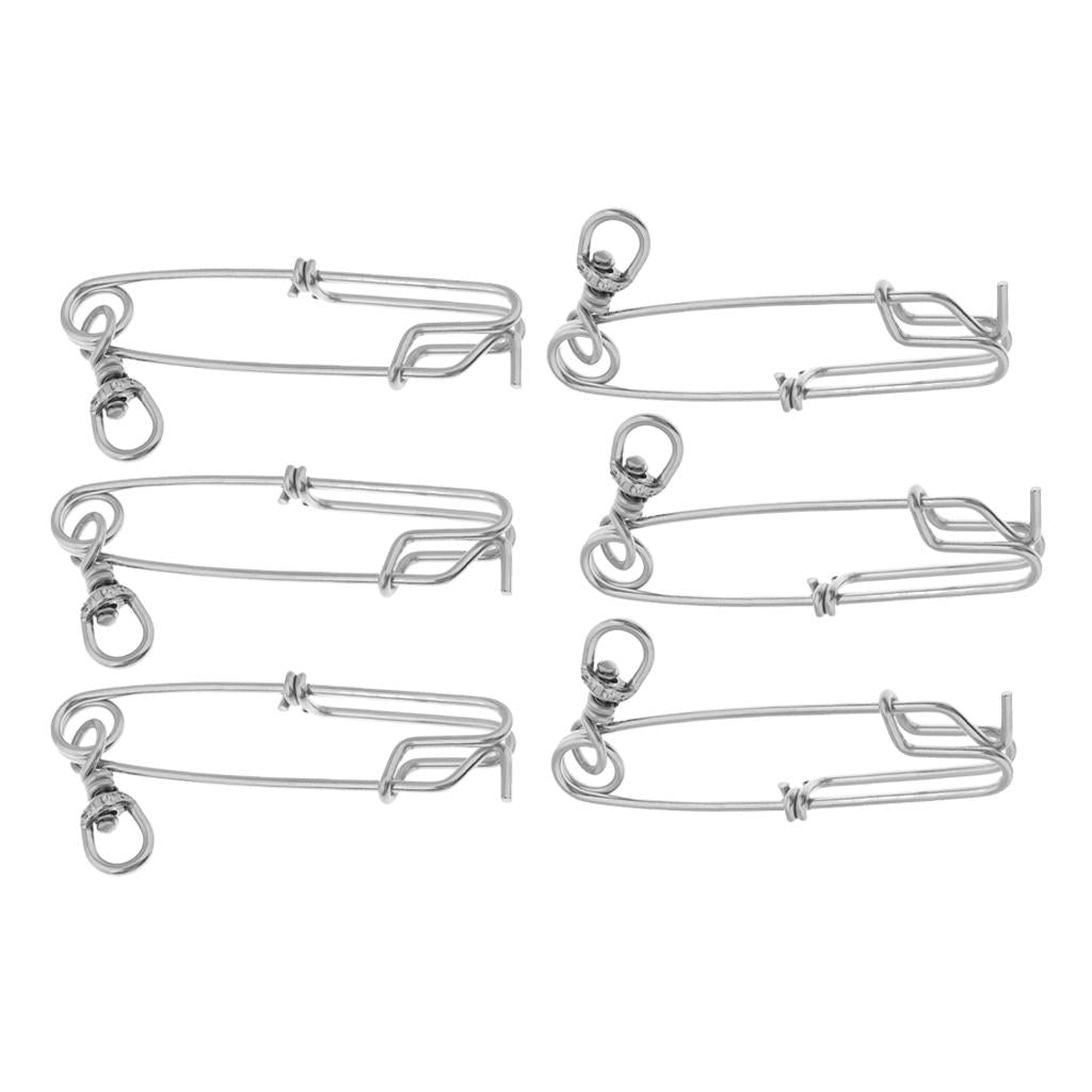 6pcs Long Line Clip Snap Stainless Steel Sea Fishing Connectors