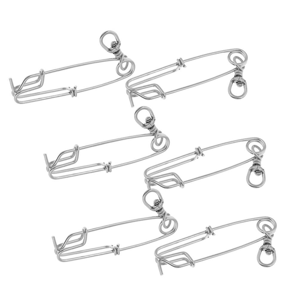 6pcs Long Line Clip Snap Stainless Steel Sea Fishing Connectors